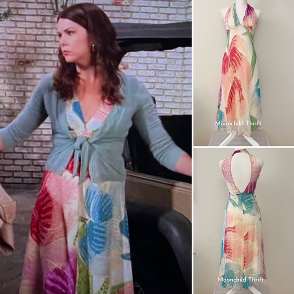 FLAWED GEM Rare Early 2000s Silk Midi Dress ASO Lorelai Gilmore in Gilmore Girls - Picture 5 of 16